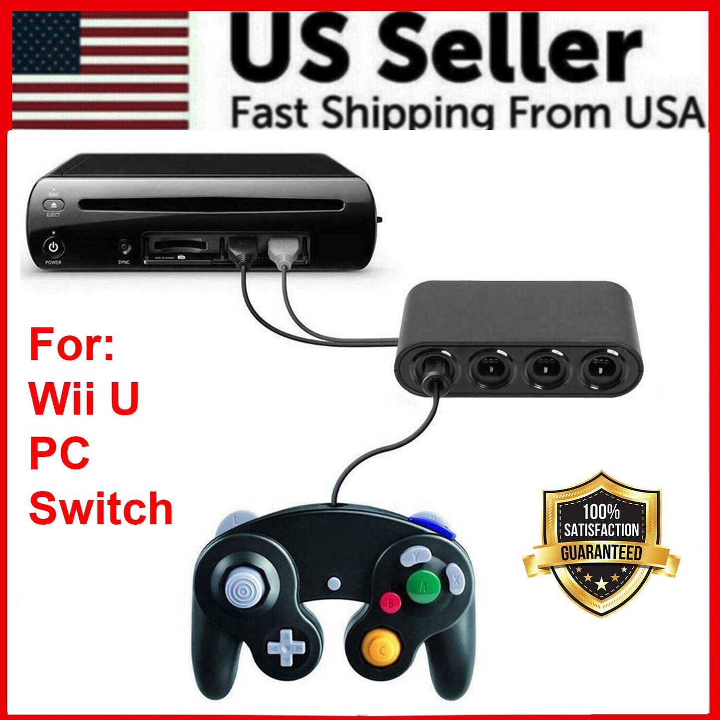 GameCube Controller Adapter 4 Port For Nintendo Switch Wii U & PC USB