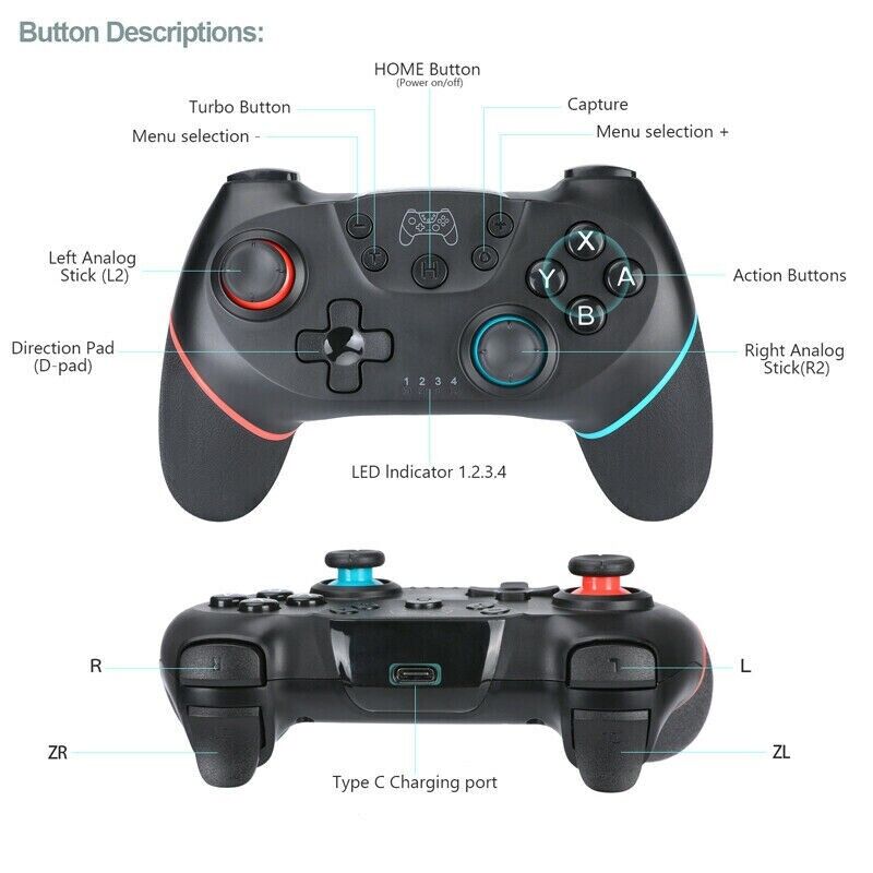 Wireless Pro Controller Gamepad For Nintendo Switch Joypad Joystick