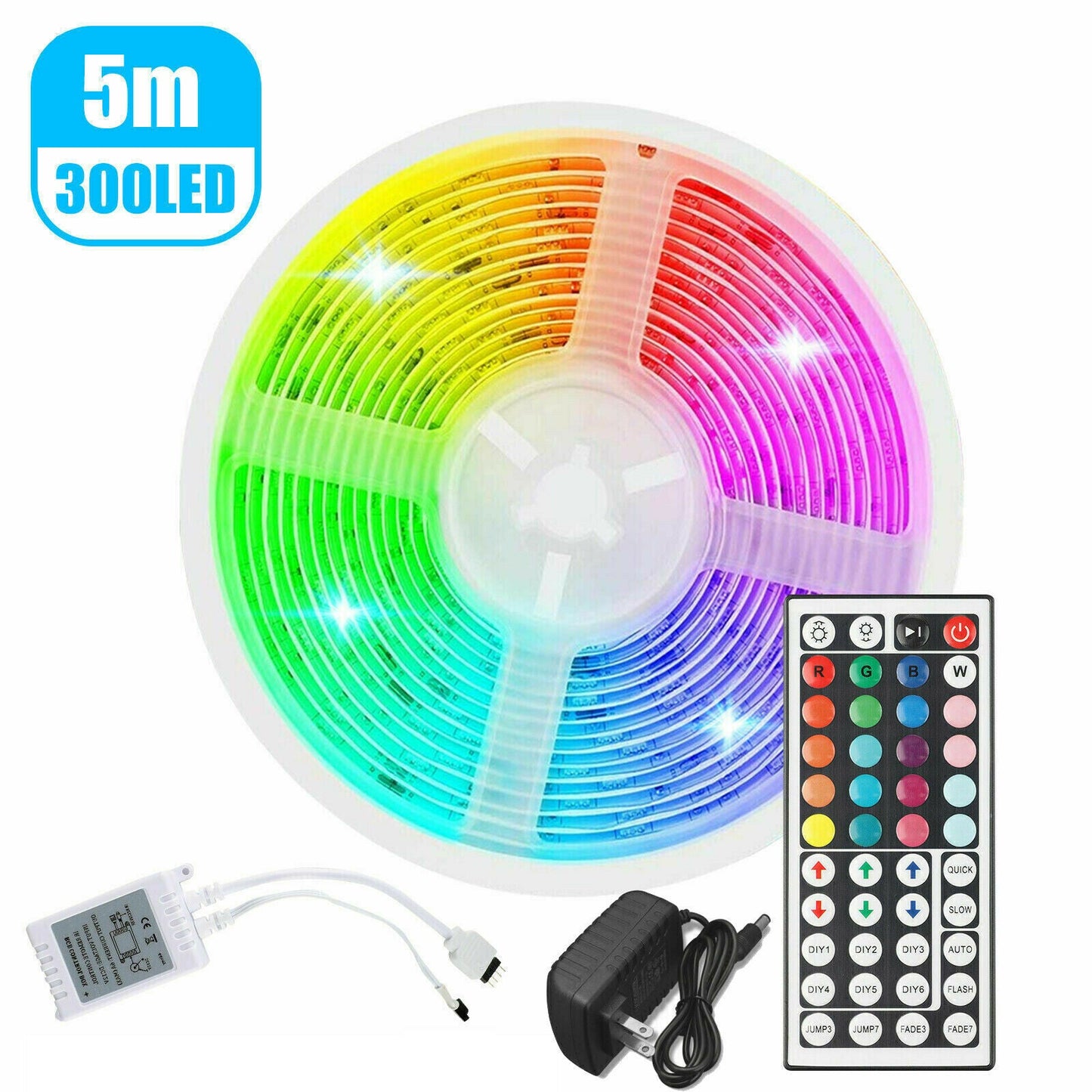 32FT LED SMD Strip Light Flexible 3528 RGB Remote Fairy Lights Room TV