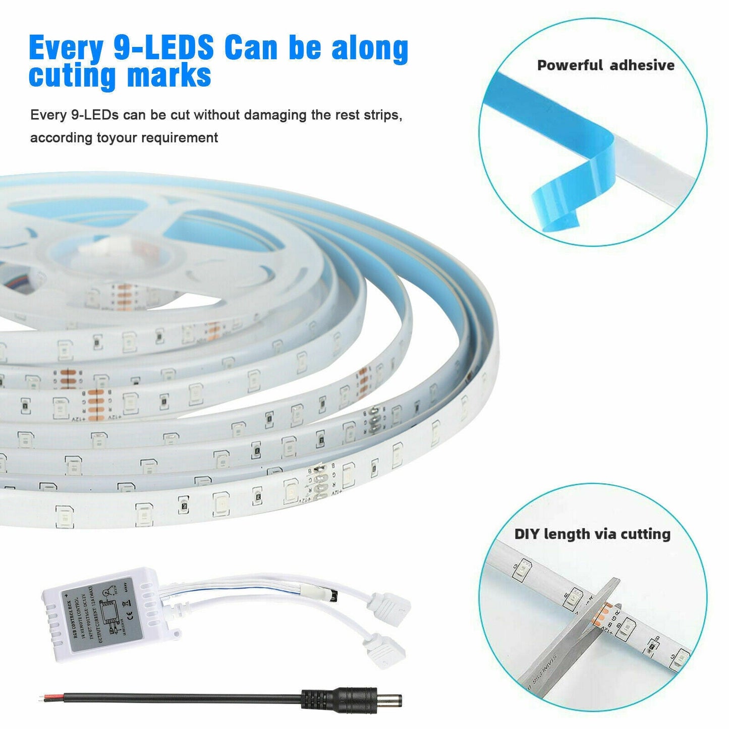 32FT LED SMD Strip Light Flexible 3528 RGB Remote Fairy Lights Room TV