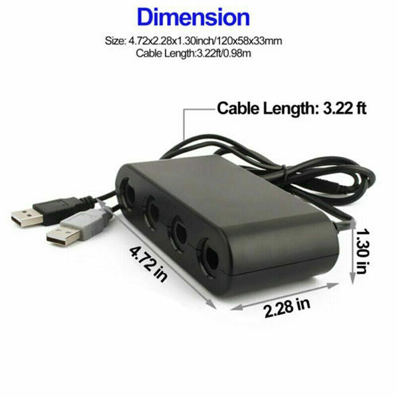 GameCube Controller Adapter 4 Port For Nintendo Switch Wii U & PC USB