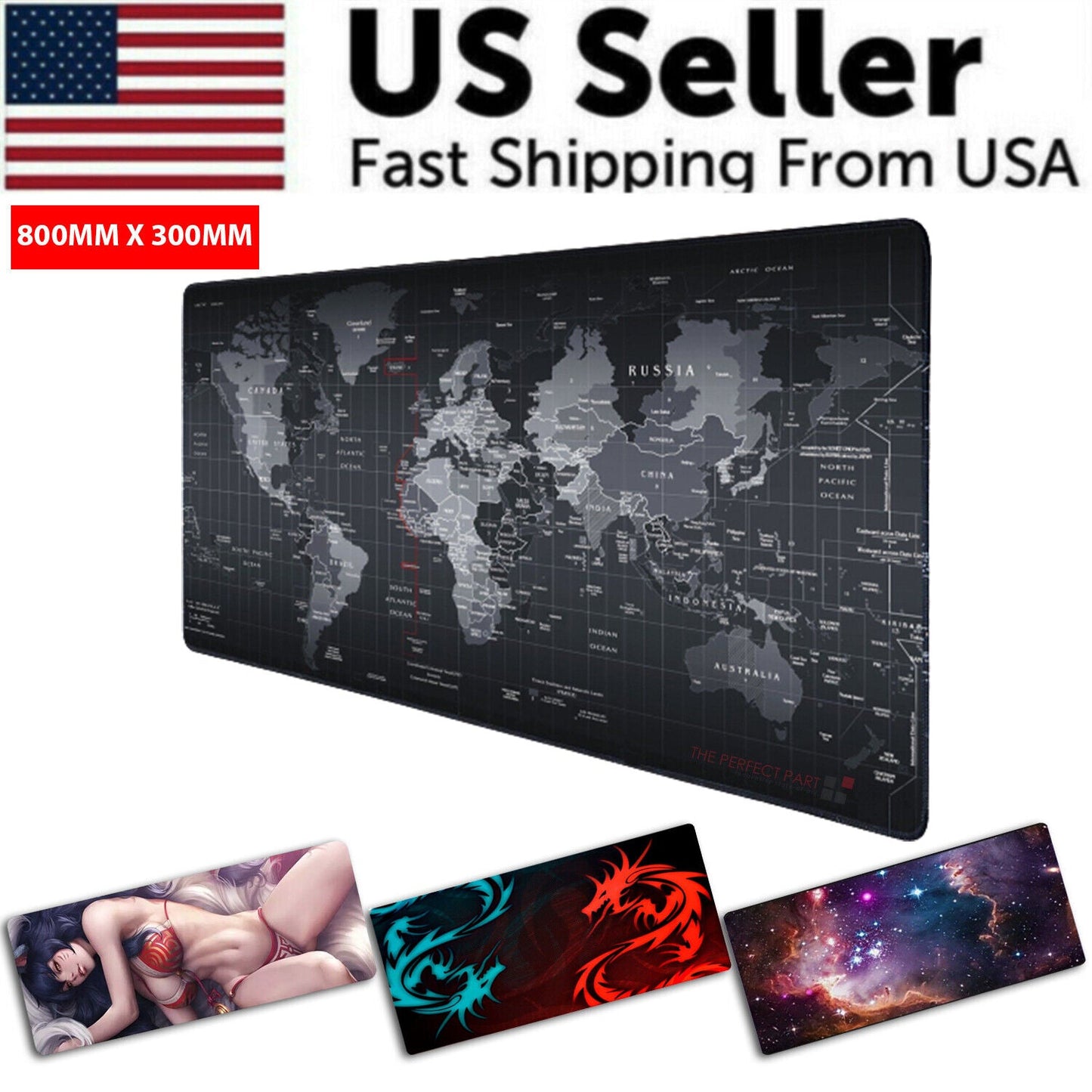 Extended Gaming Mouse Pad Desk Keyboard Mat Large Size 800MM X 300MM