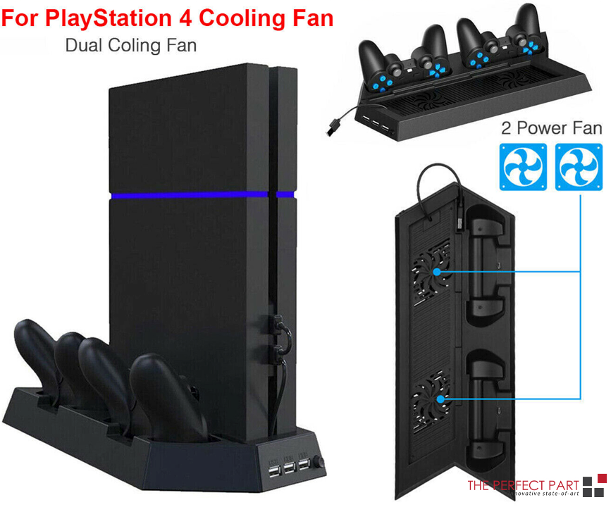 PS4 Cooling Station Vertical Stand 2 Controller Charging Dock For