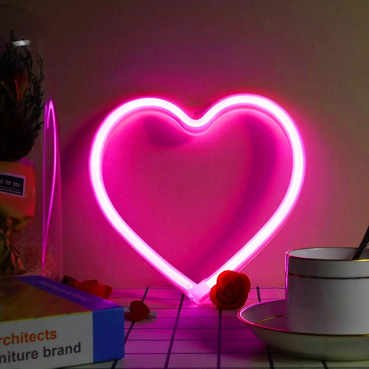 Heart Valentines Day LED Neon Signs Lightning Gaming Room Decoration