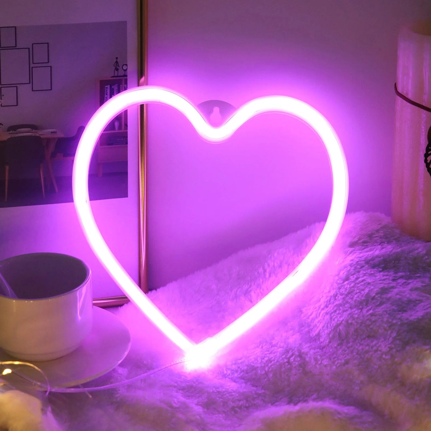 Heart Valentines Day LED Neon Signs Lightning Gaming Room Decoration