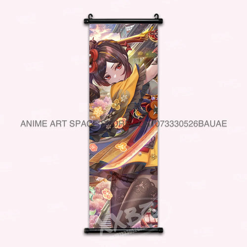 Genshin Impact Hanging Painting Hu Tao Home Decor Canvas Anime Poster