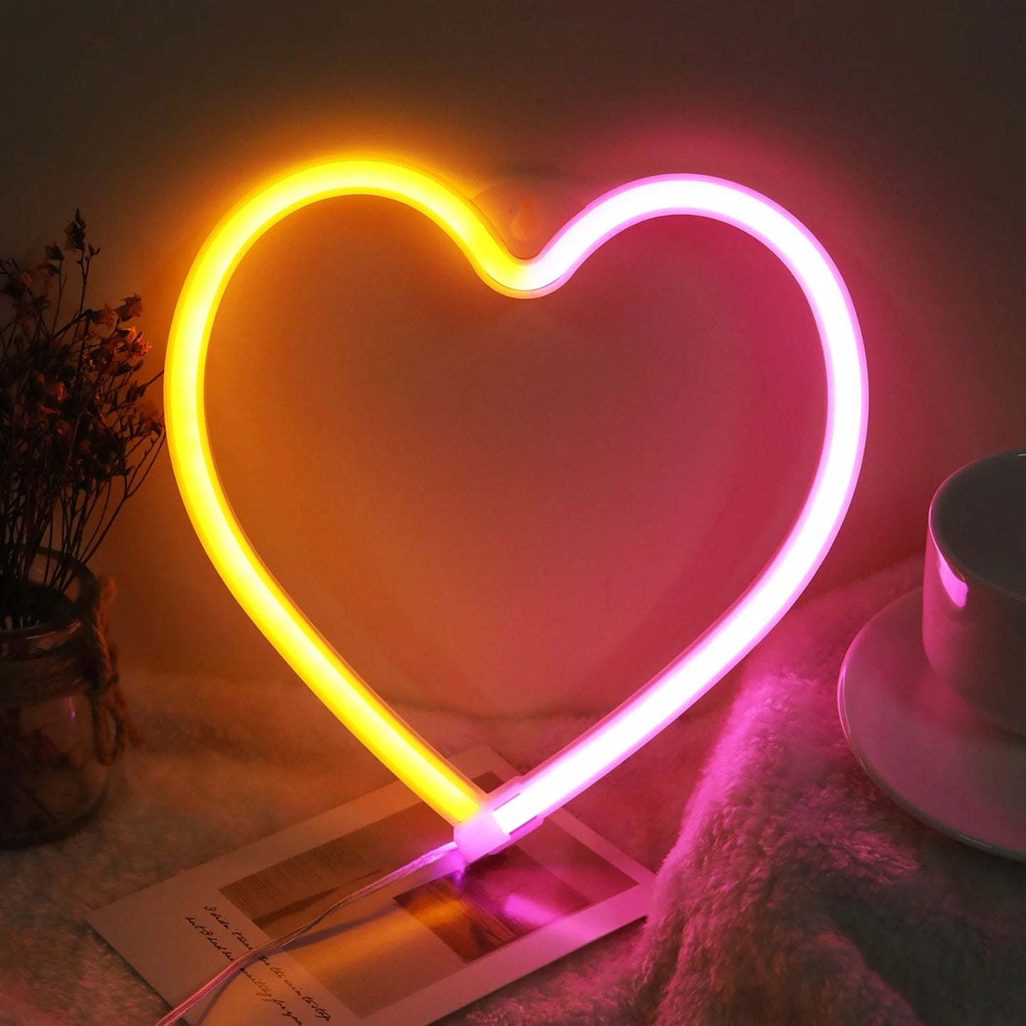 Heart Valentines Day LED Neon Signs Lightning Gaming Room Decoration