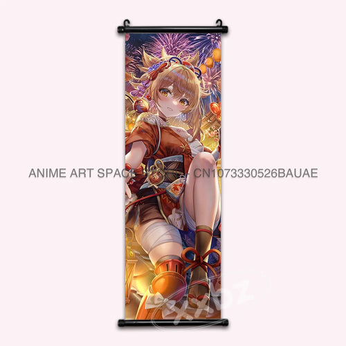 Genshin Impact Hanging Painting Hu Tao Home Decor Canvas Anime Poster