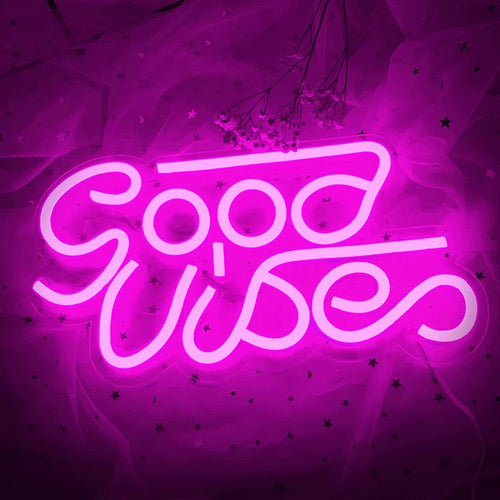 Large Size Good Vibes Neon Signs for Room Decor Game Shaped LED Neon