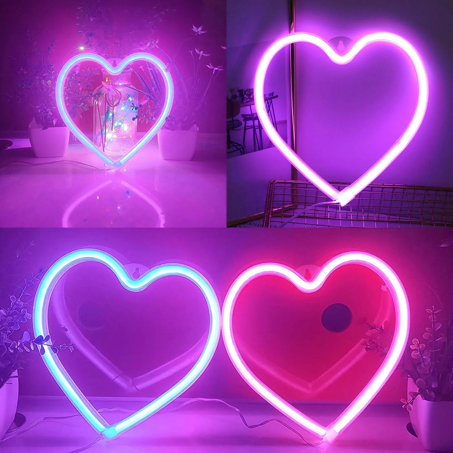 Heart Valentines Day LED Neon Signs Lightning Gaming Room Decoration