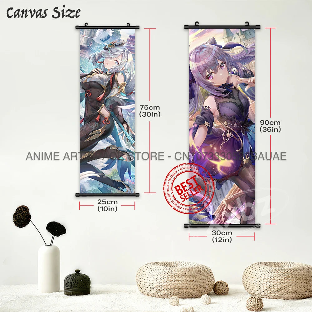 Genshin Impact Hanging Painting Hu Tao Home Decor Canvas Anime Poster