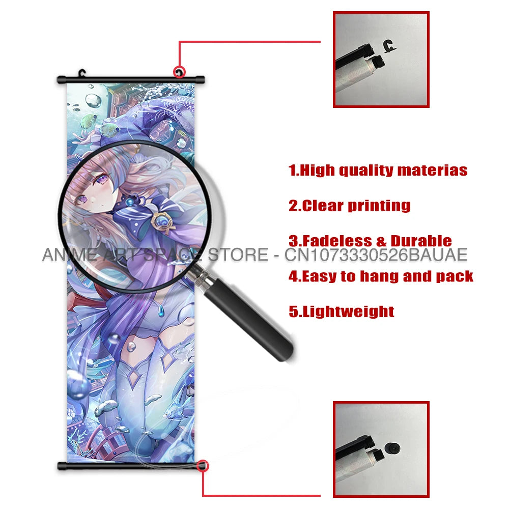 Genshin Impact Hanging Painting Hu Tao Home Decor Canvas Anime Poster