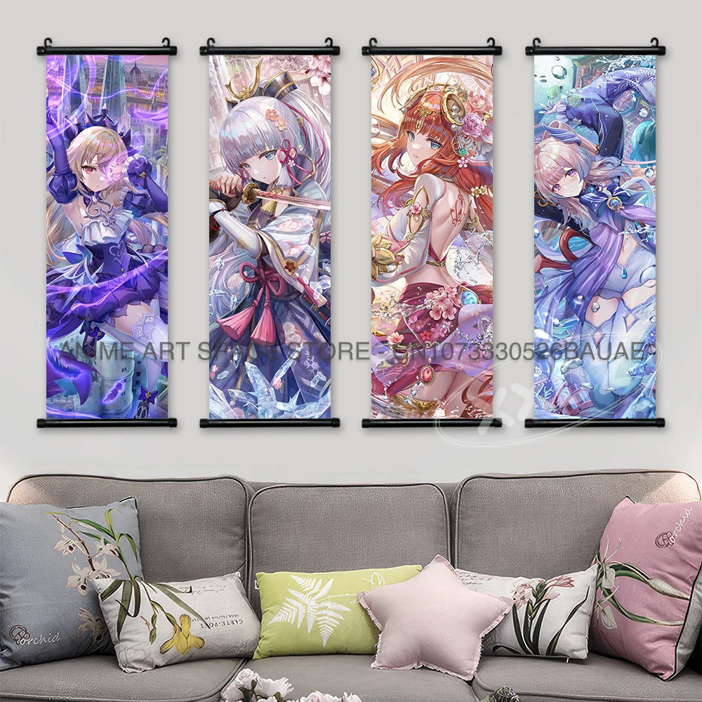 Genshin Impact Hanging Painting Hu Tao Home Decor Canvas Anime Poster