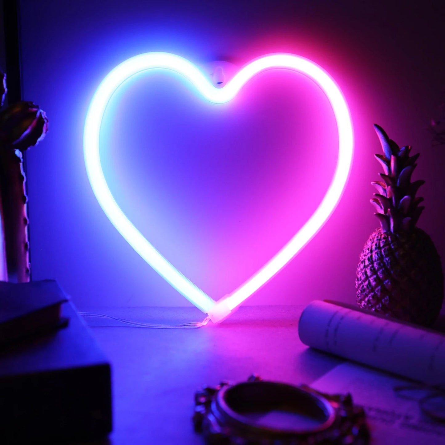 Heart Valentines Day LED Neon Signs Lightning Gaming Room Decoration