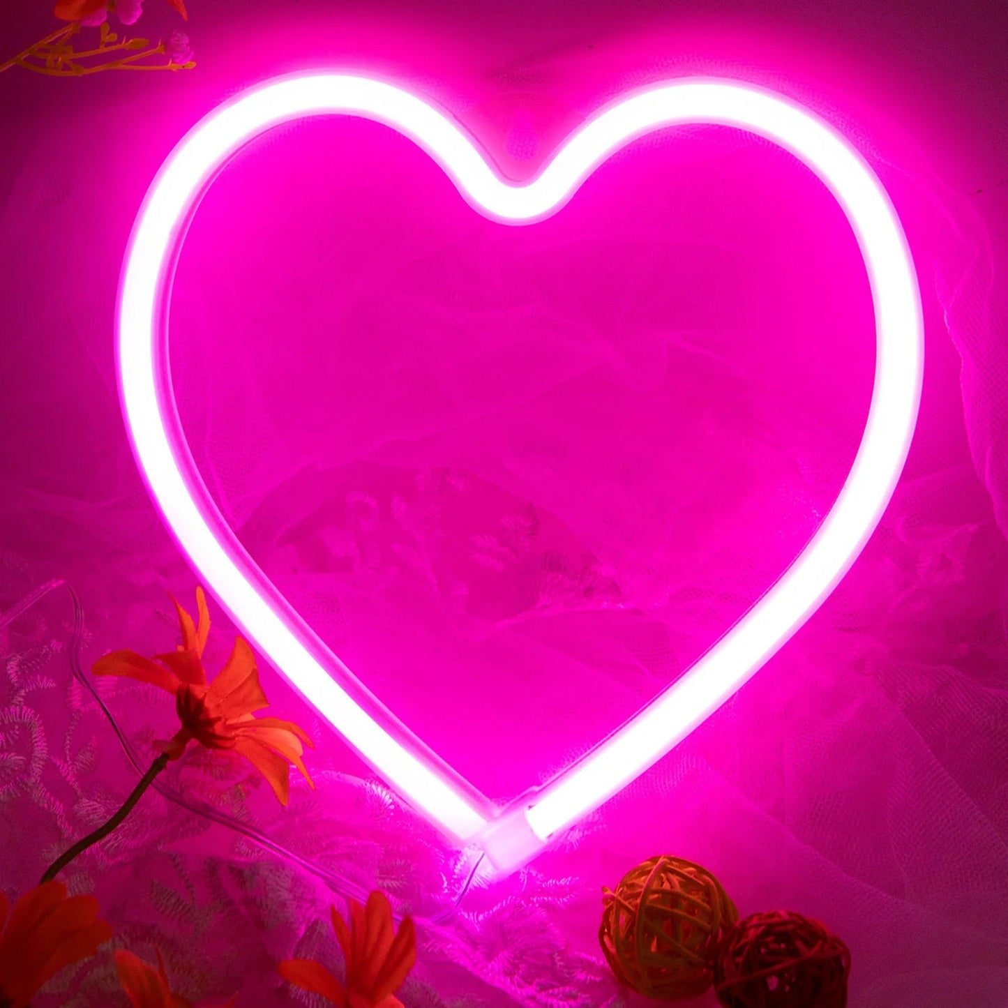 Heart Valentines Day LED Neon Signs Lightning Gaming Room Decoration