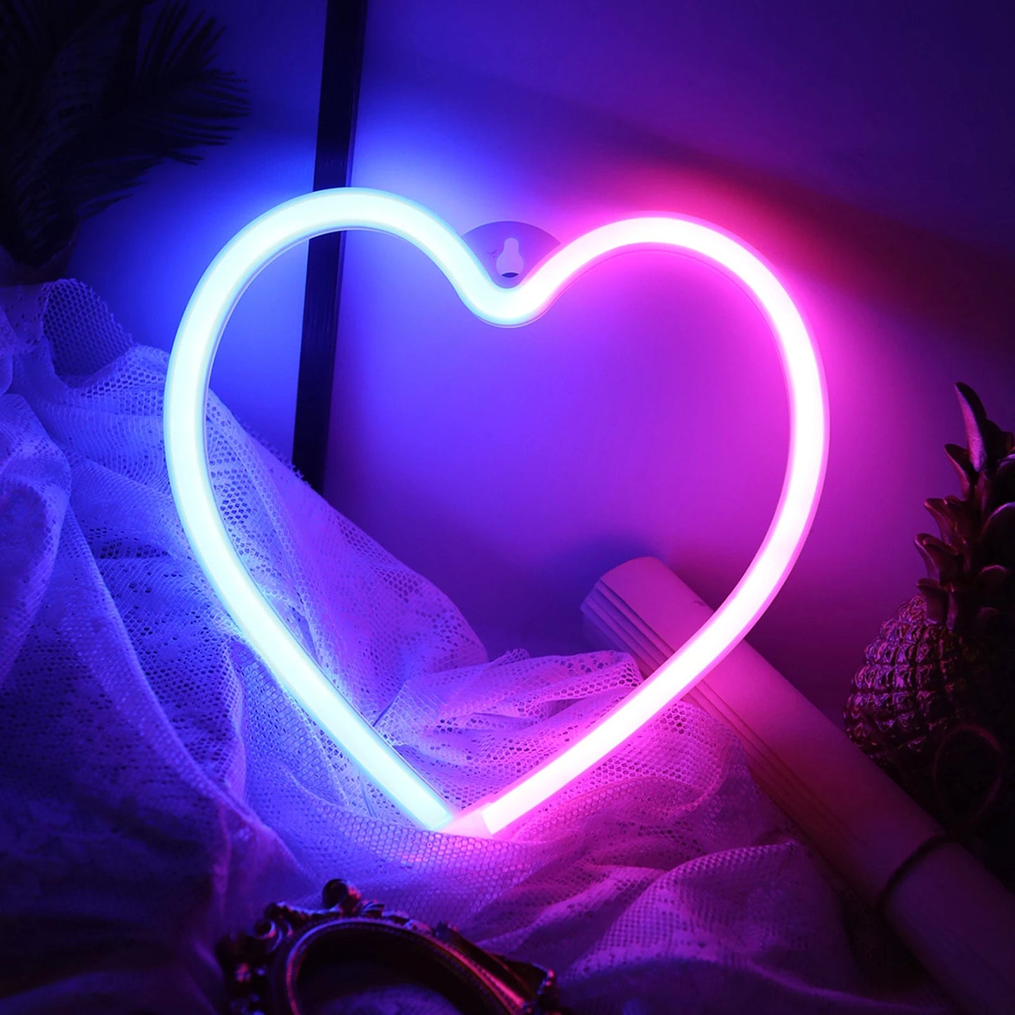 Heart Valentines Day LED Neon Signs Lightning Gaming Room Decoration