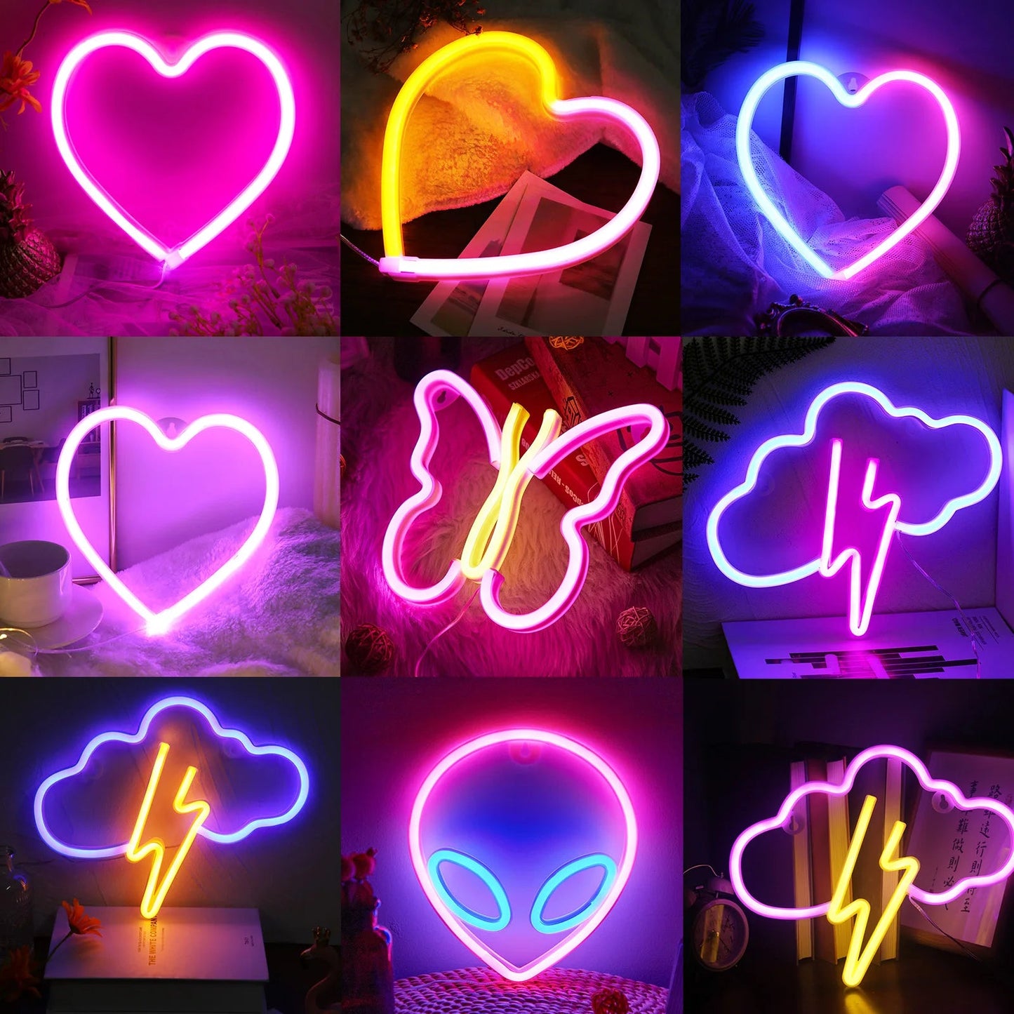 Heart Valentines Day LED Neon Signs Lightning Gaming Room Decoration