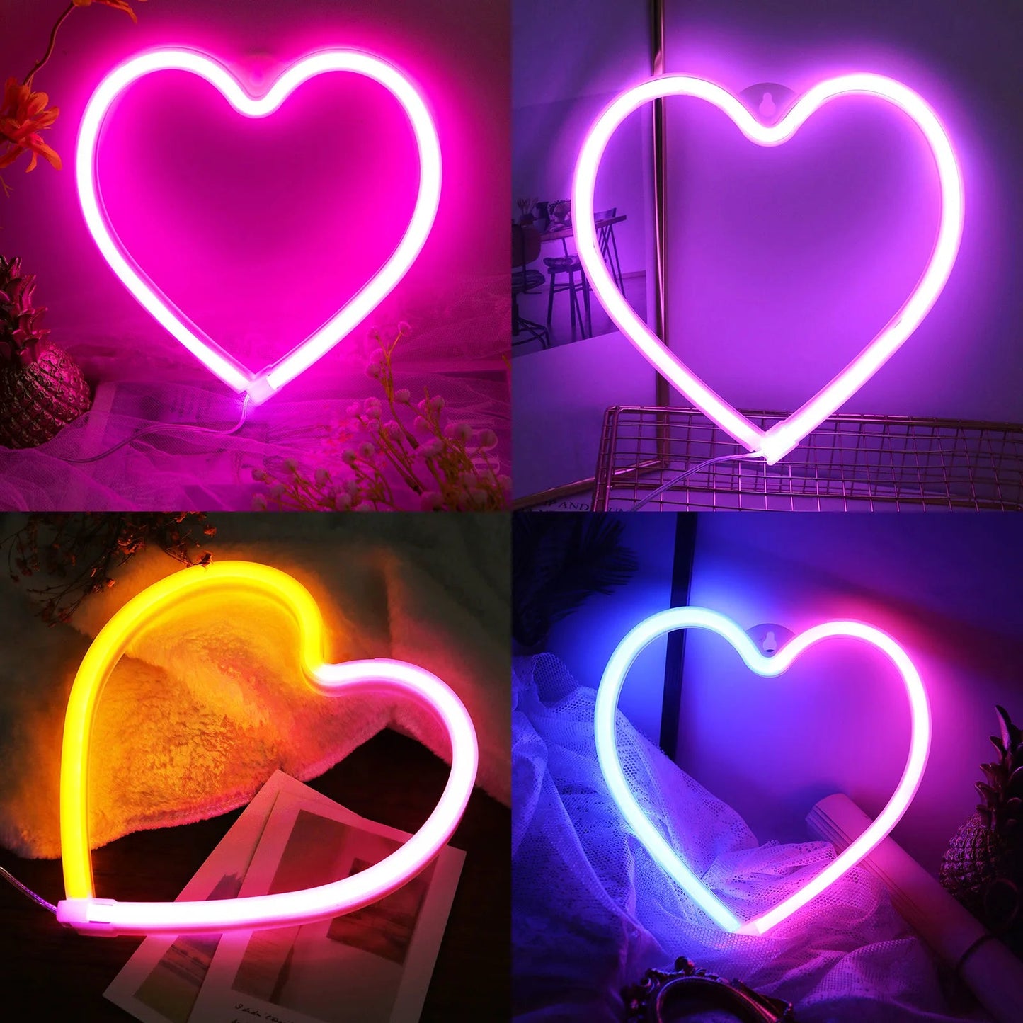 Heart Valentines Day LED Neon Signs Lightning Gaming Room Decoration