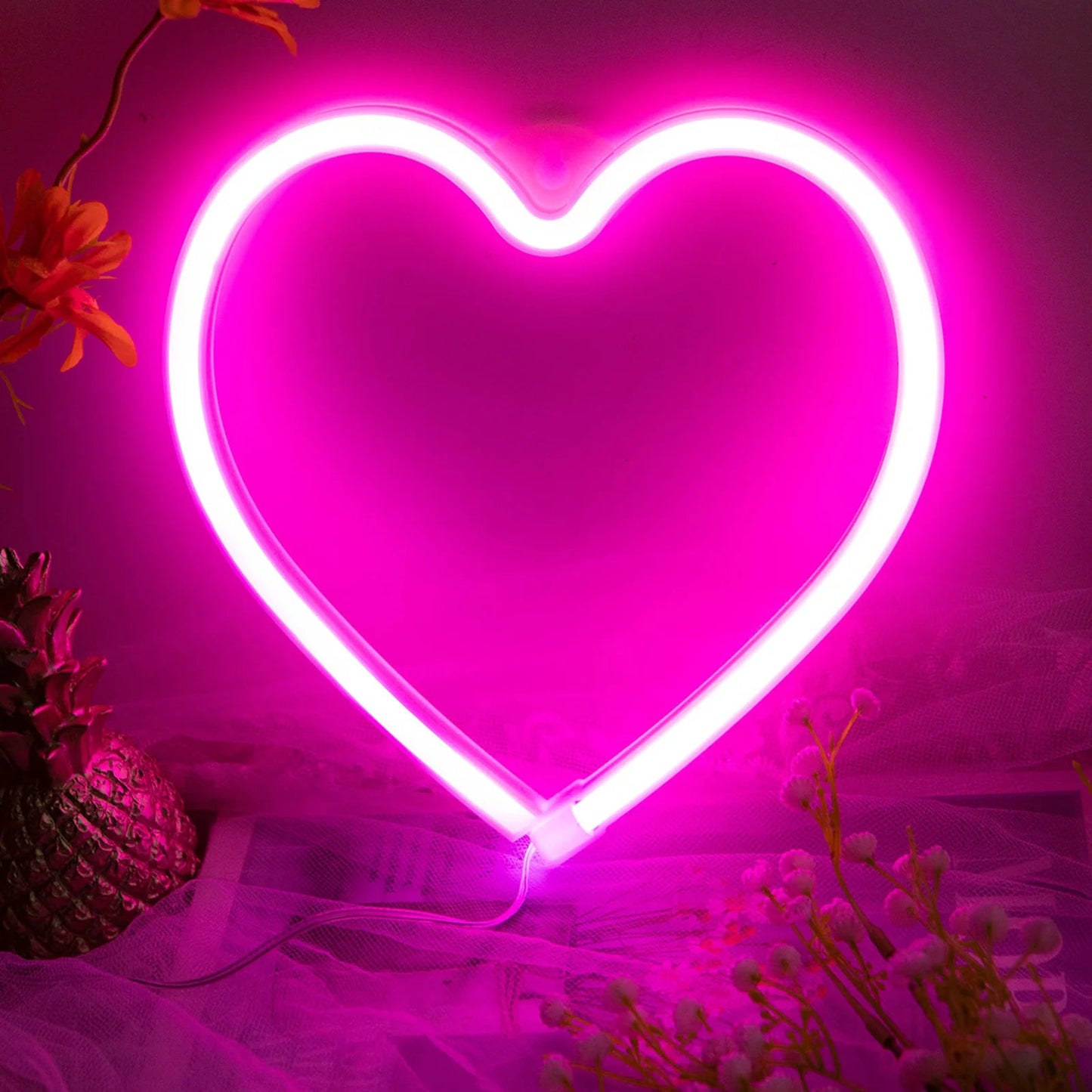 Heart Valentines Day LED Neon Signs Lightning Gaming Room Decoration