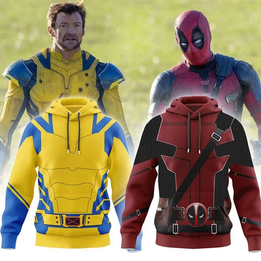 Deadpool Wolverine Superhero Cosplay Hoodie Pullover Casual Tracksuits