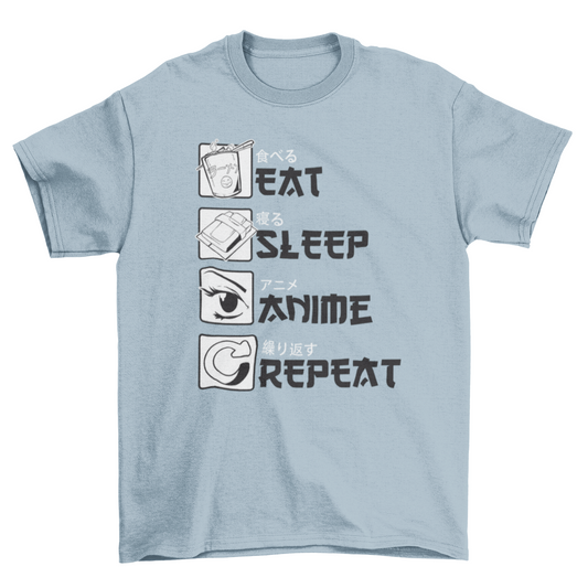 Eat sleep anime t-shirt design