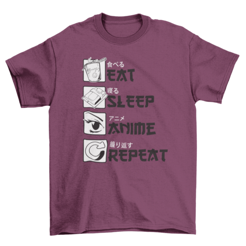 Eat sleep anime t-shirt design