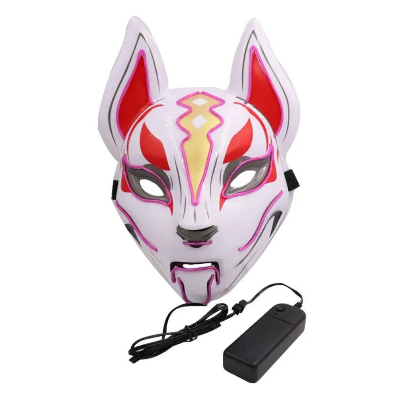 Neon LED Luminous Joker Mask with EL Wire - Halloween Carnival Costume