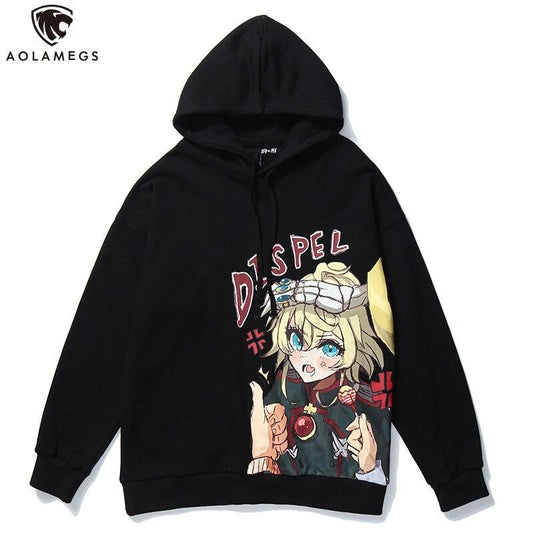 Harajuku Hoodies Men Japanese Ukiyo-e Anime Comics Girl Printed Hooded