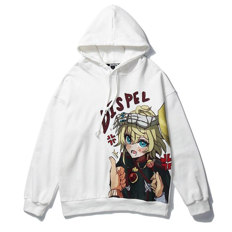 Harajuku Hoodies Men Japanese Ukiyo-e Anime Comics Girl Printed Hooded