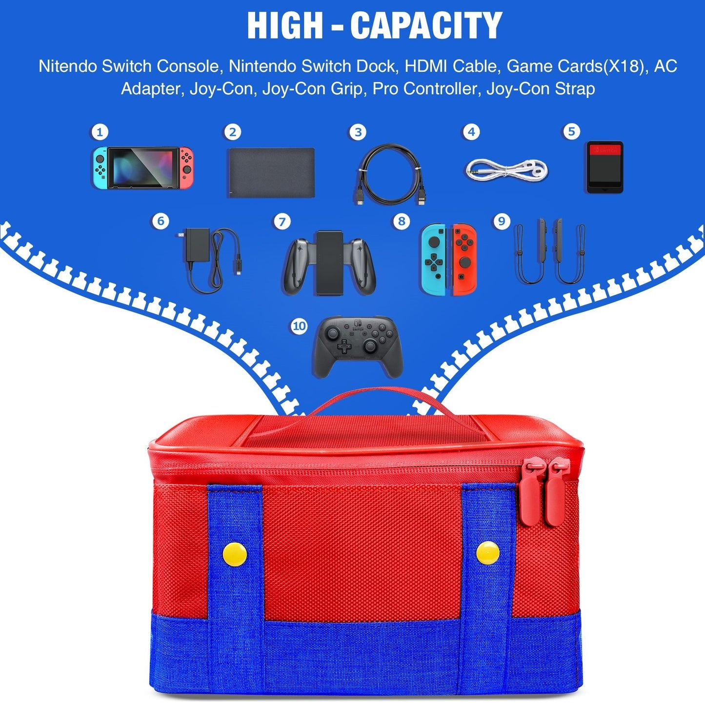 Large Carrying Case for Nintendo Switch Console Travel Storage Bag