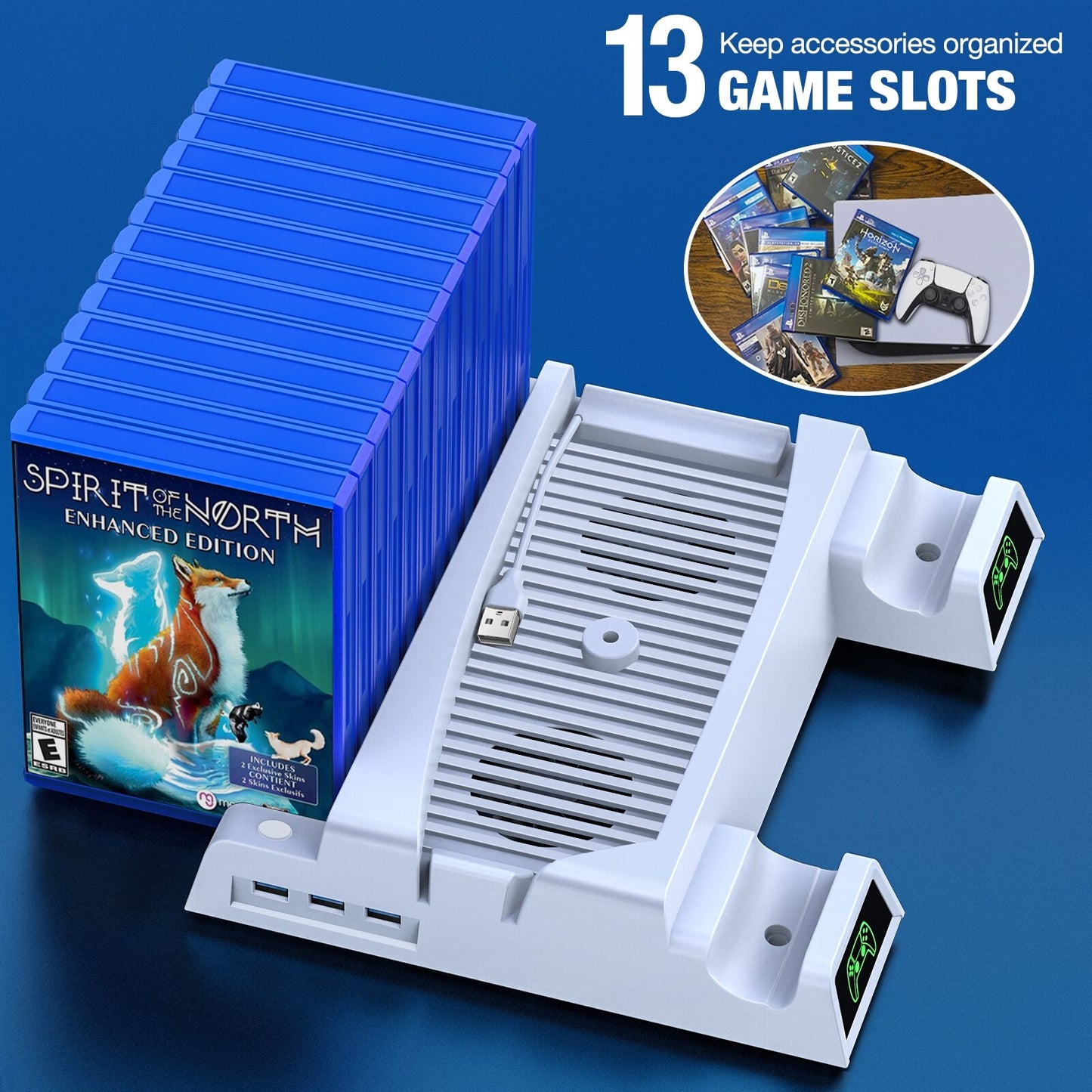 For PS5 Charging Dock Station Vertical Stand Cooling Fan For PS5 with