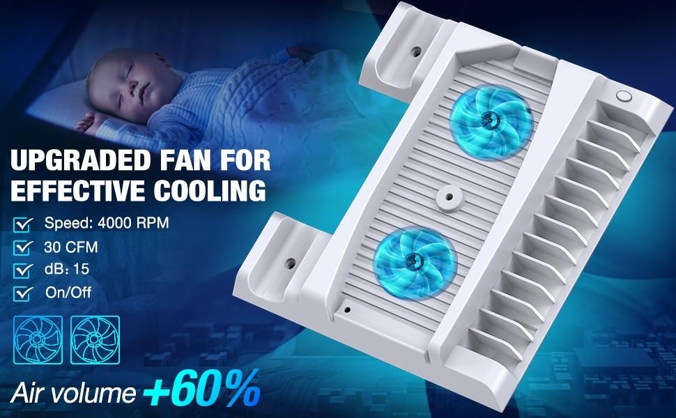 For PS5 Charging Dock Station Vertical Stand Cooling Fan For PS5 with