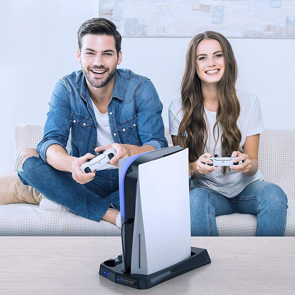 For Playstation PS5 Game Console Vertical Stand With 3 USB HUBs Game